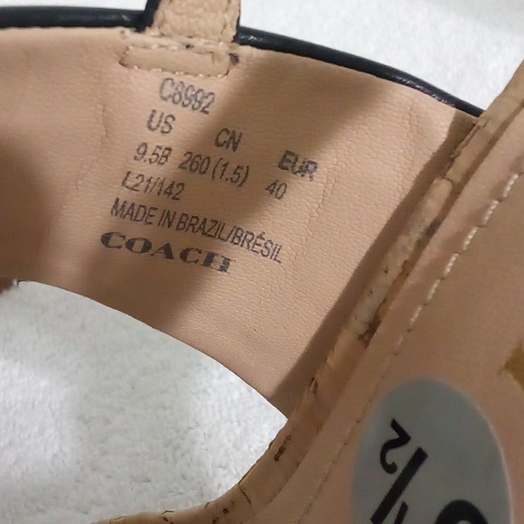 COACH KIT LEATHER SQUARE TOE STILETTO |SIZE 9.5 | BLACK / WOOD COLOR - Picture 9 of 12